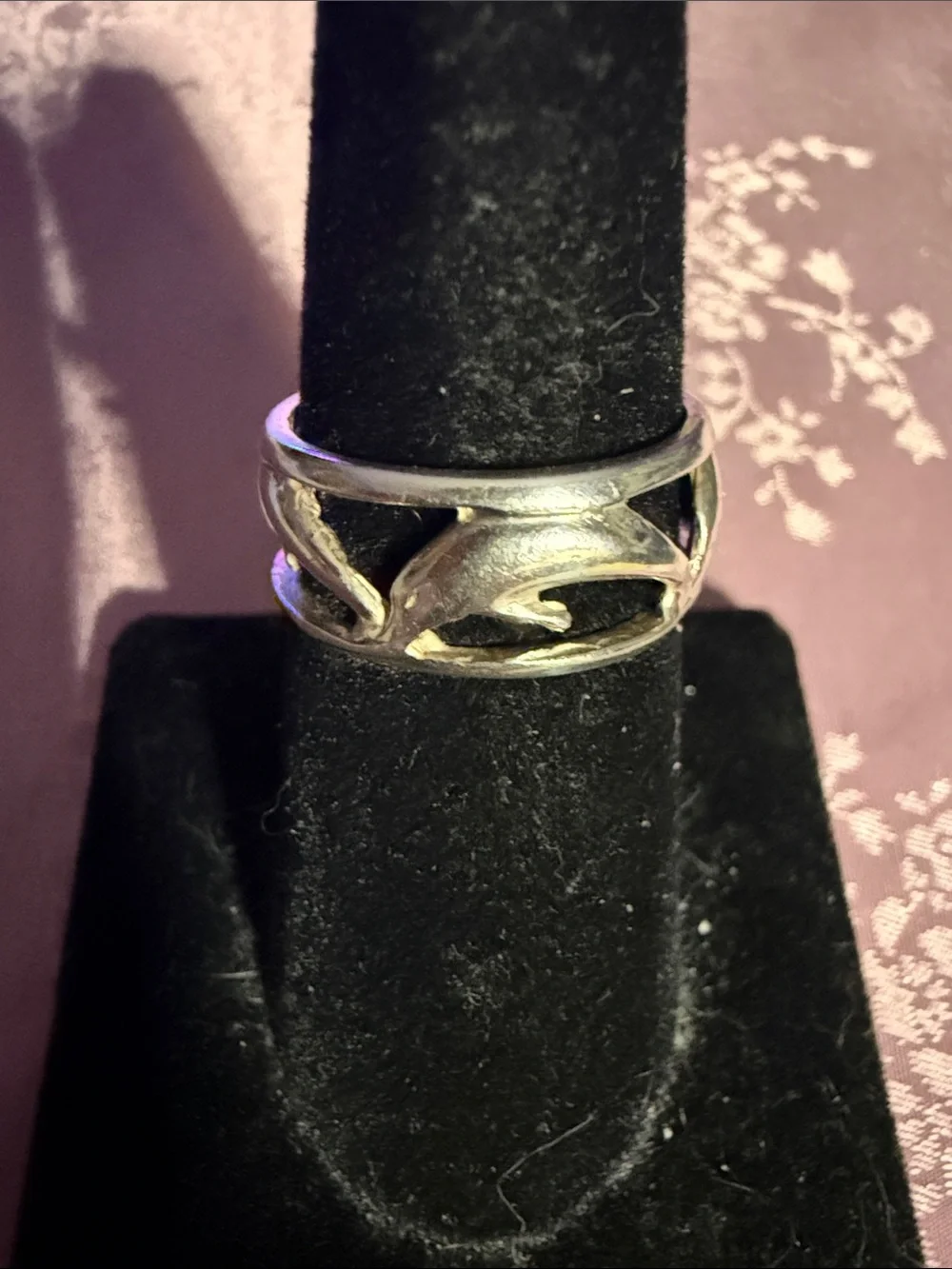 Sterling Silver Dolphin Band Ring - Silver